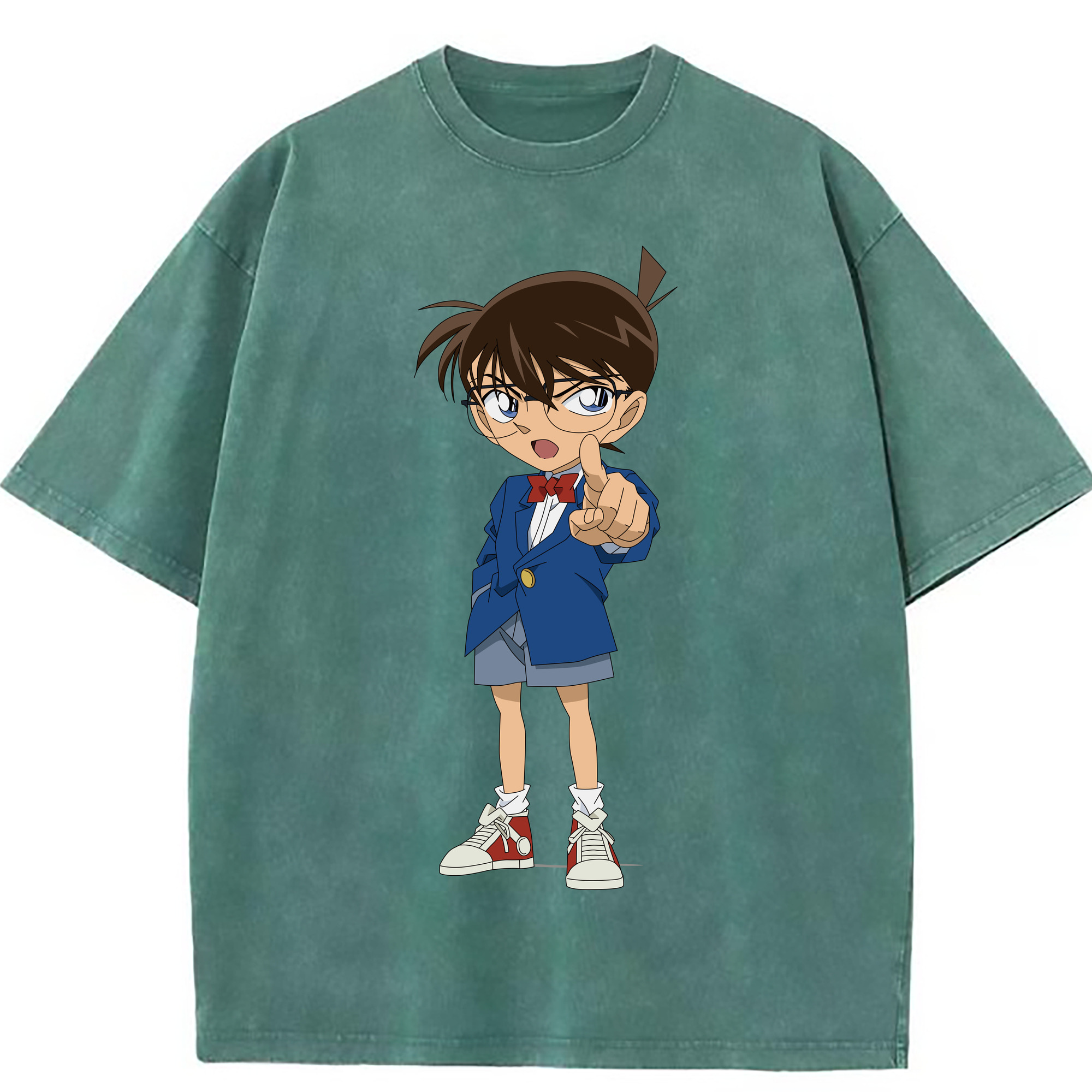 （画像用） 名探偵コナン 江戸川 コナン Detective Conan Conan Edogawa 綿100% ヴィンテージ風 半袖Tシャツ（フロントプリント）